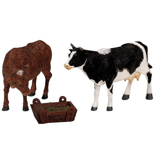 Vache, taureau et mangeoir, lot de 3 - Village Lemax