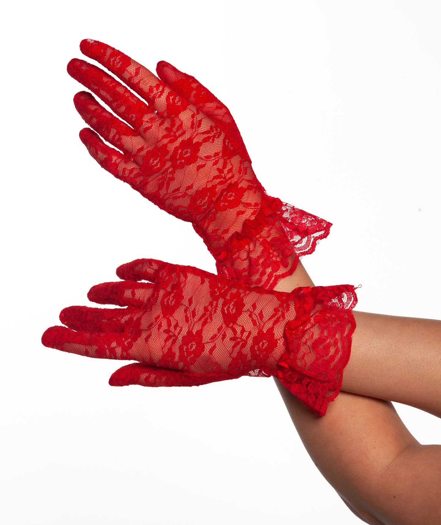 Gants courts dentelle - Rouge