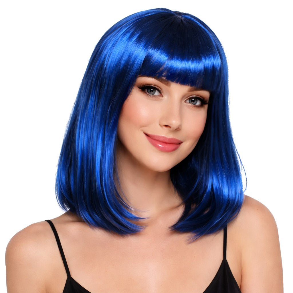 Perruque carré long - Bleu royal