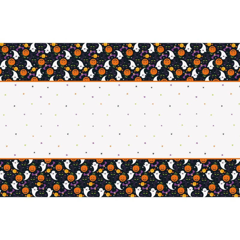 Nappe rectangulaire en plastique Chat et citrouille