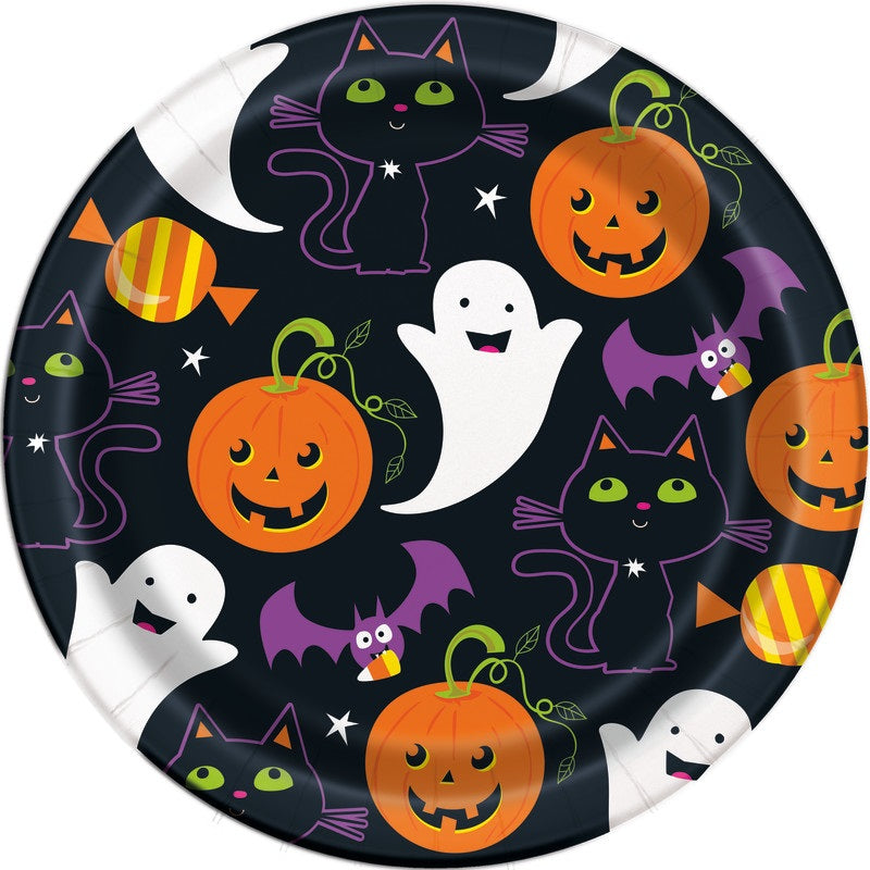 Round Cat and Pumpkin Dessert Plates (8/pack)