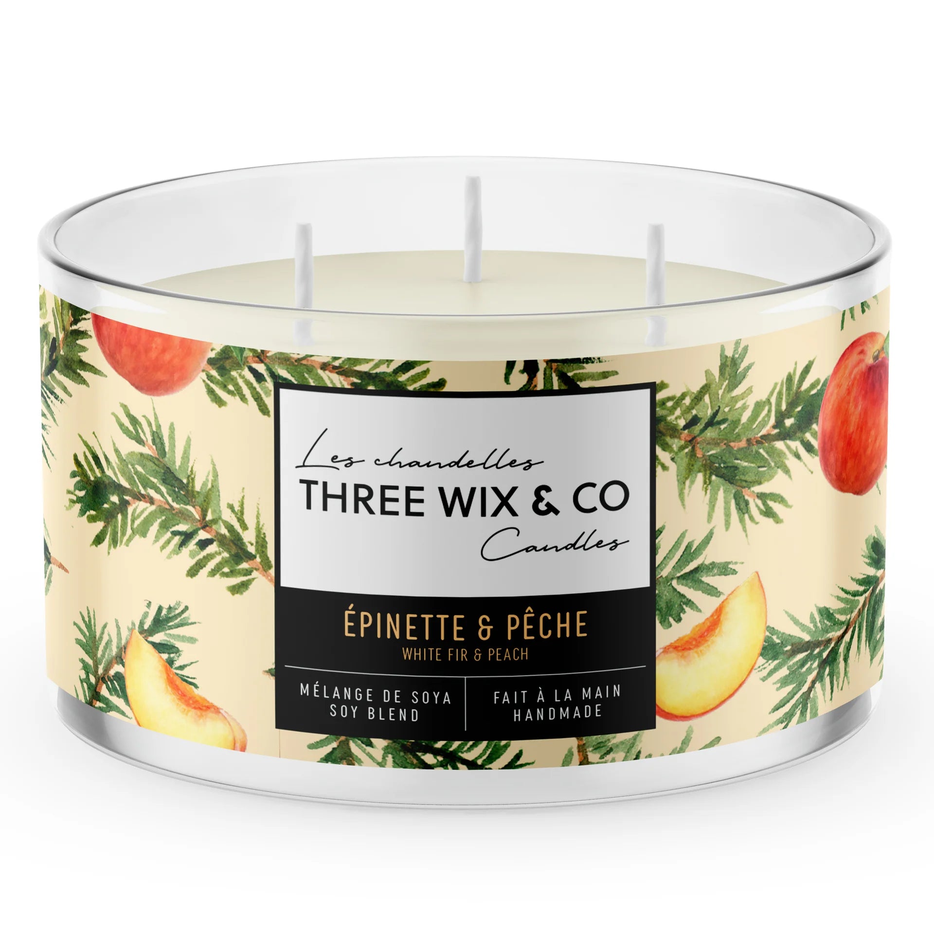 Chandelle Épinette & pêche - Three Wix And Co