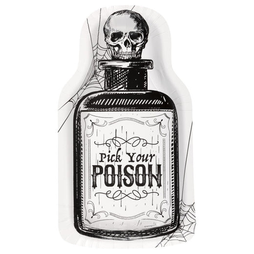 “Pick Your Poison” Sketchy Skull Bottle-Shaped Plates (8/pack)