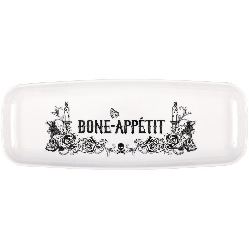 Plateau de service en plastique « Bone Appetit » Sketchy Skull