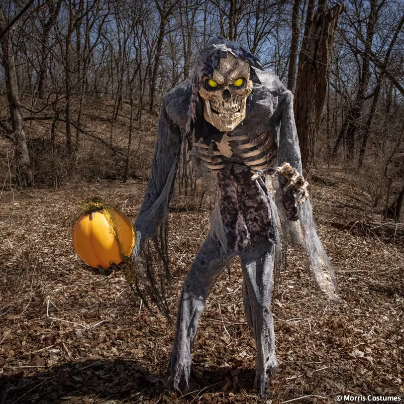 Animated Light-Up Talking Prowling Jack with Pumpkin Halloween Decoration - 7 ft