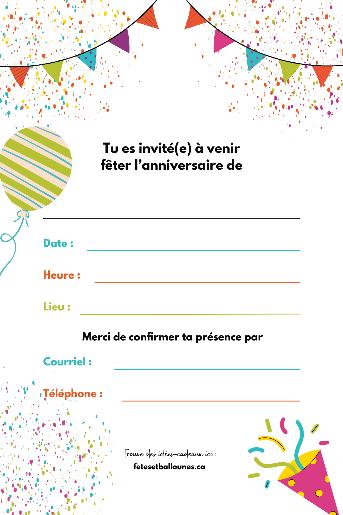 Invitation cards - Parties and Balloons (10/pkg)