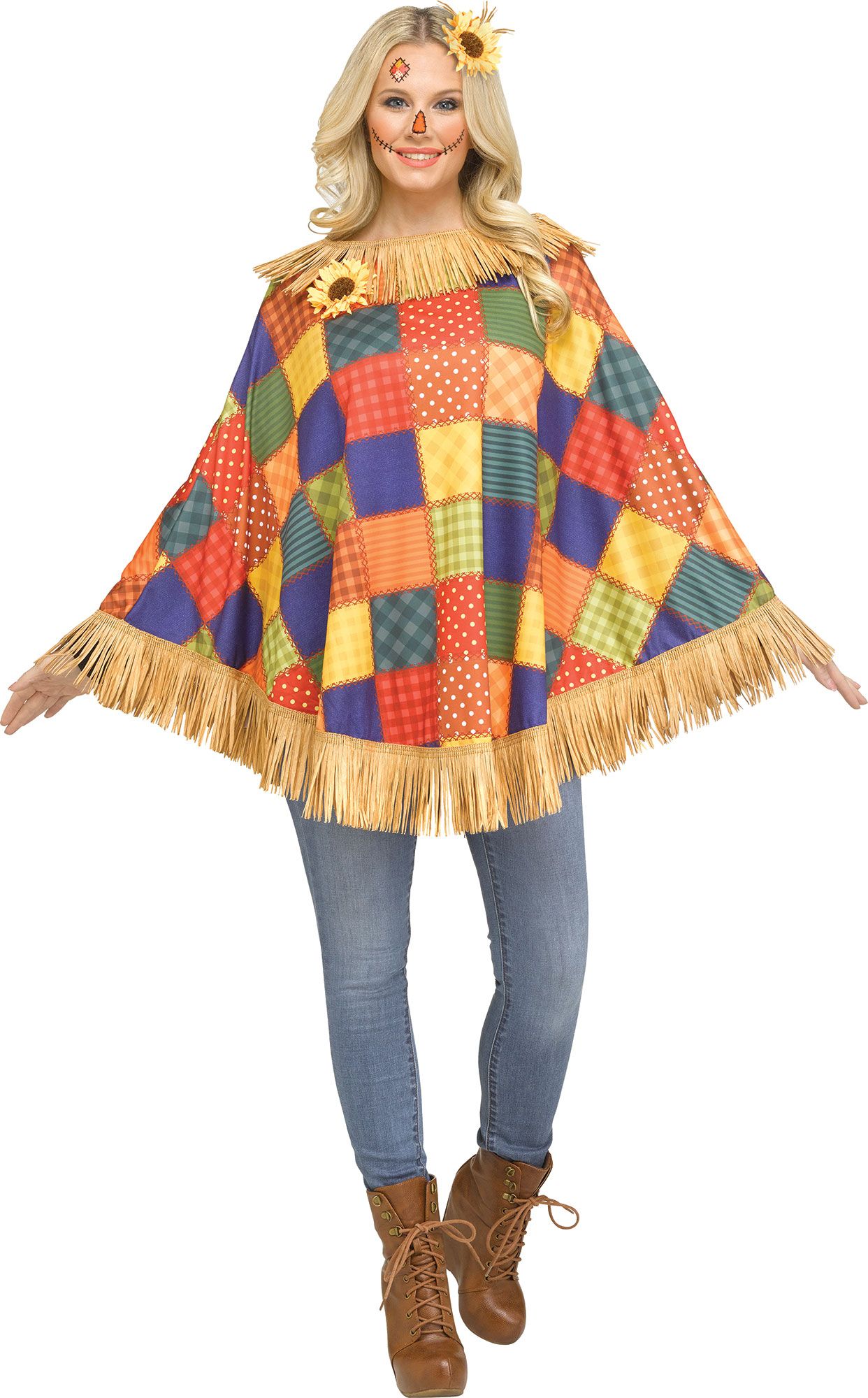 Poncho épouvantail amical - Adulte