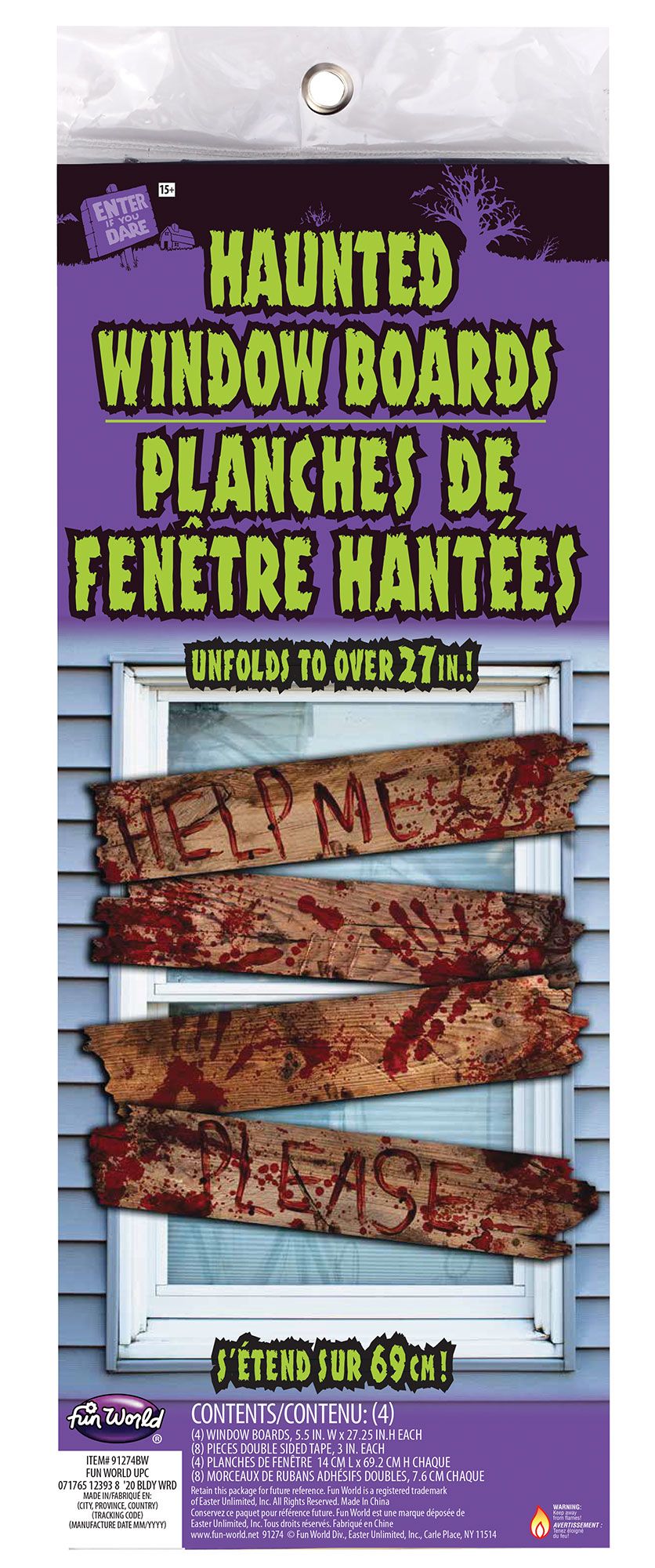 Ensemble de 4 panneaux de fenêtre hantée - Sang