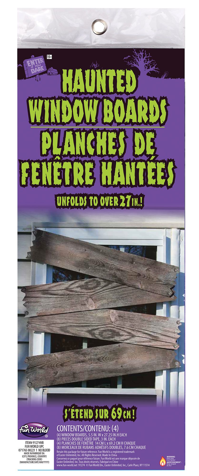 Ensemble de 4 panneaux de fenêtre hantée - Bois