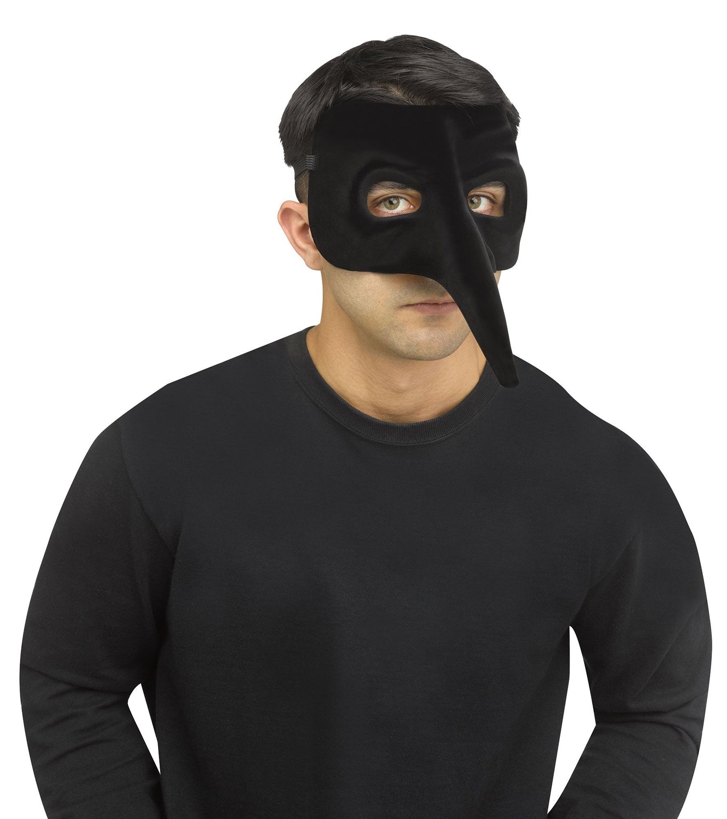 Masque de corbeau venitien en velour - Noir