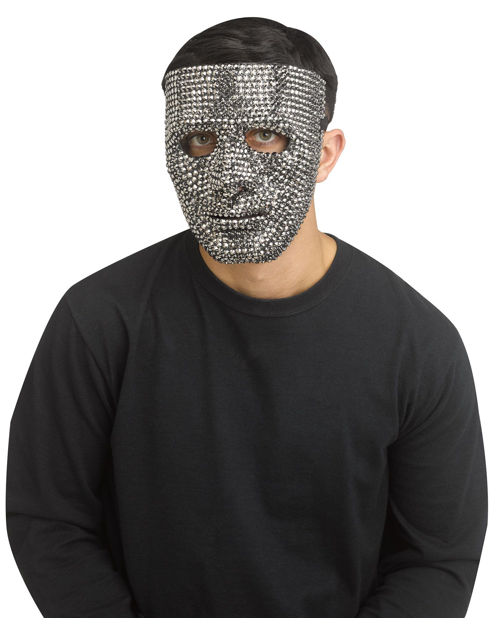 Masque de clown avec bling bling - Argent