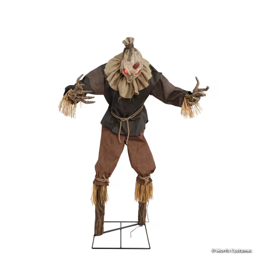 Animated Light-Up Grim Stalker Scarecrow Halloween Decoration - 7 ft