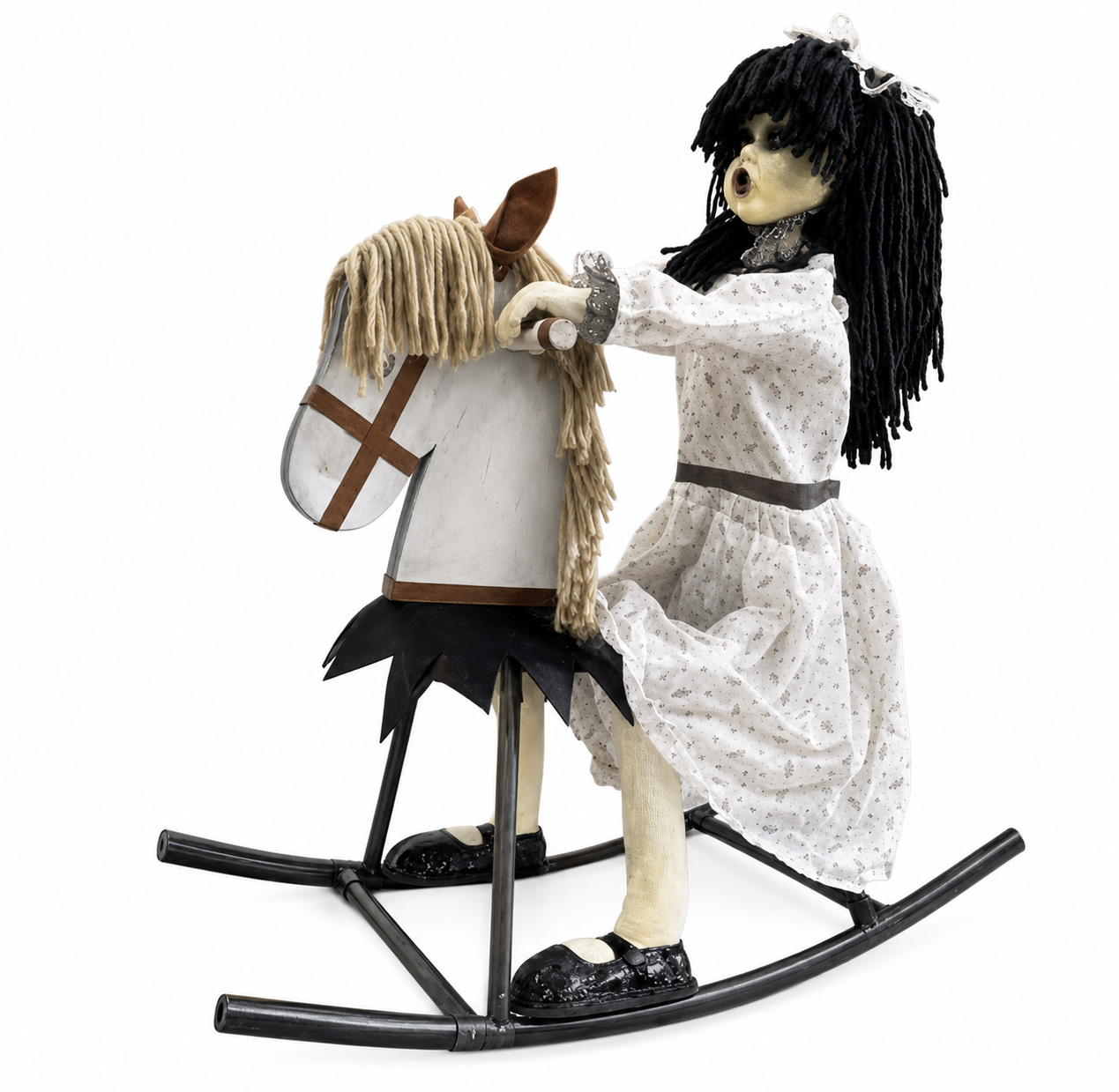 Animated rocking horse with doll