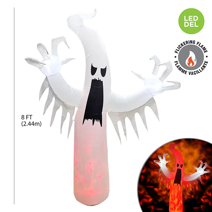 LED lighted inflatable ghost with flame effect (8ft)