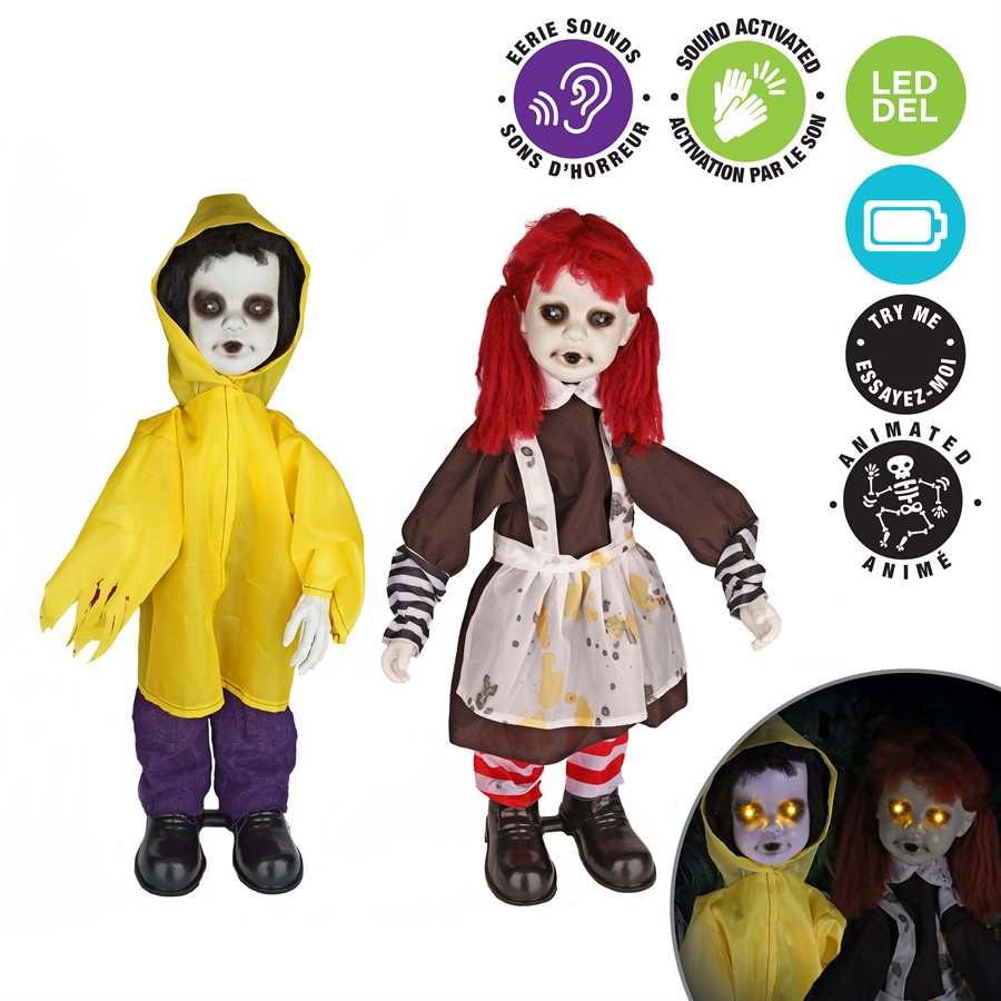 Animated standing child with glowing eyes and sound effects
