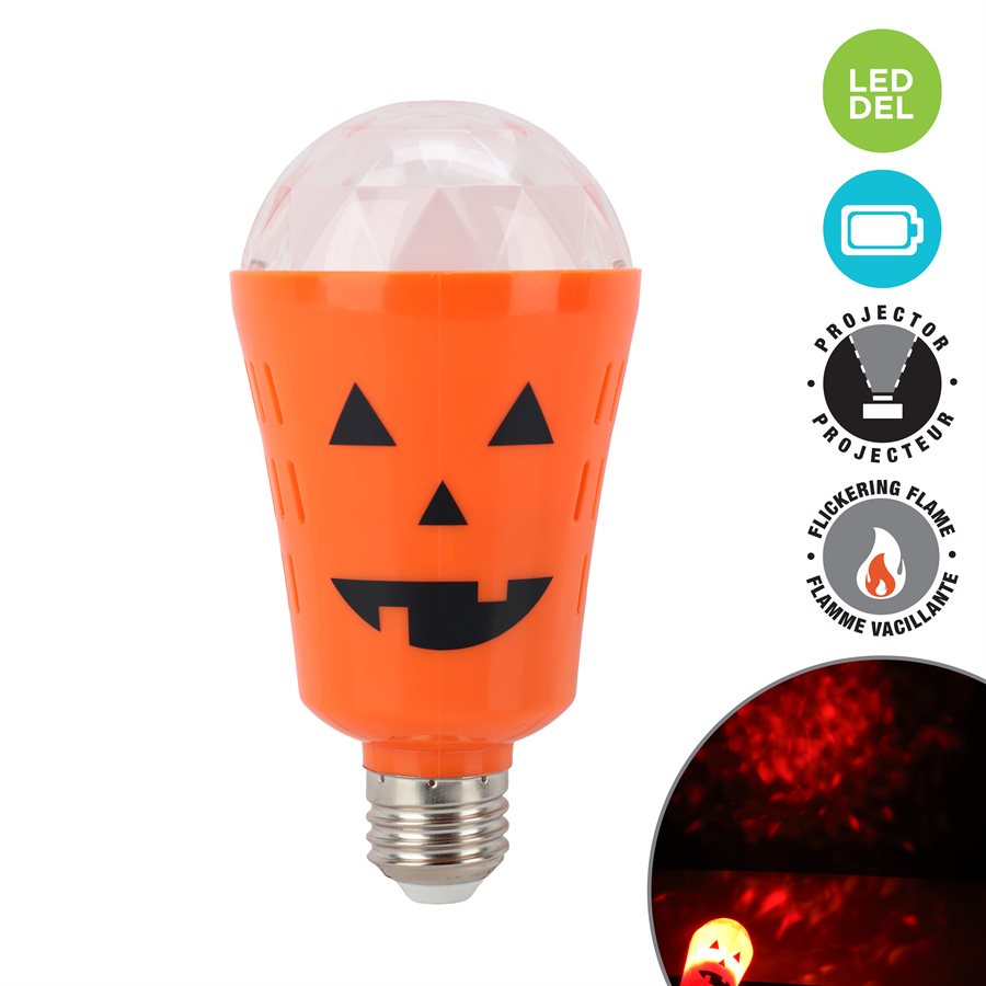 Halloween pumpkin flame-effect indoor projector bulb