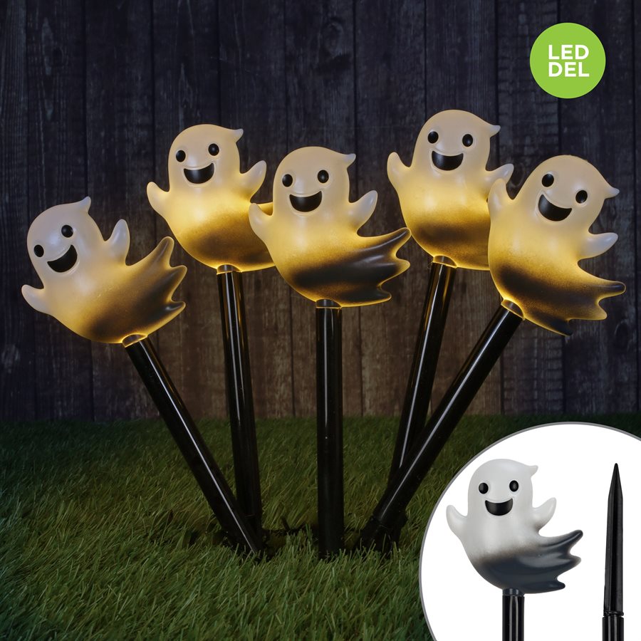 Set of glowing ghost lawn stakes