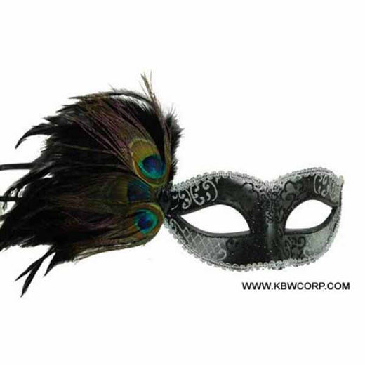 Masque plume paon noir