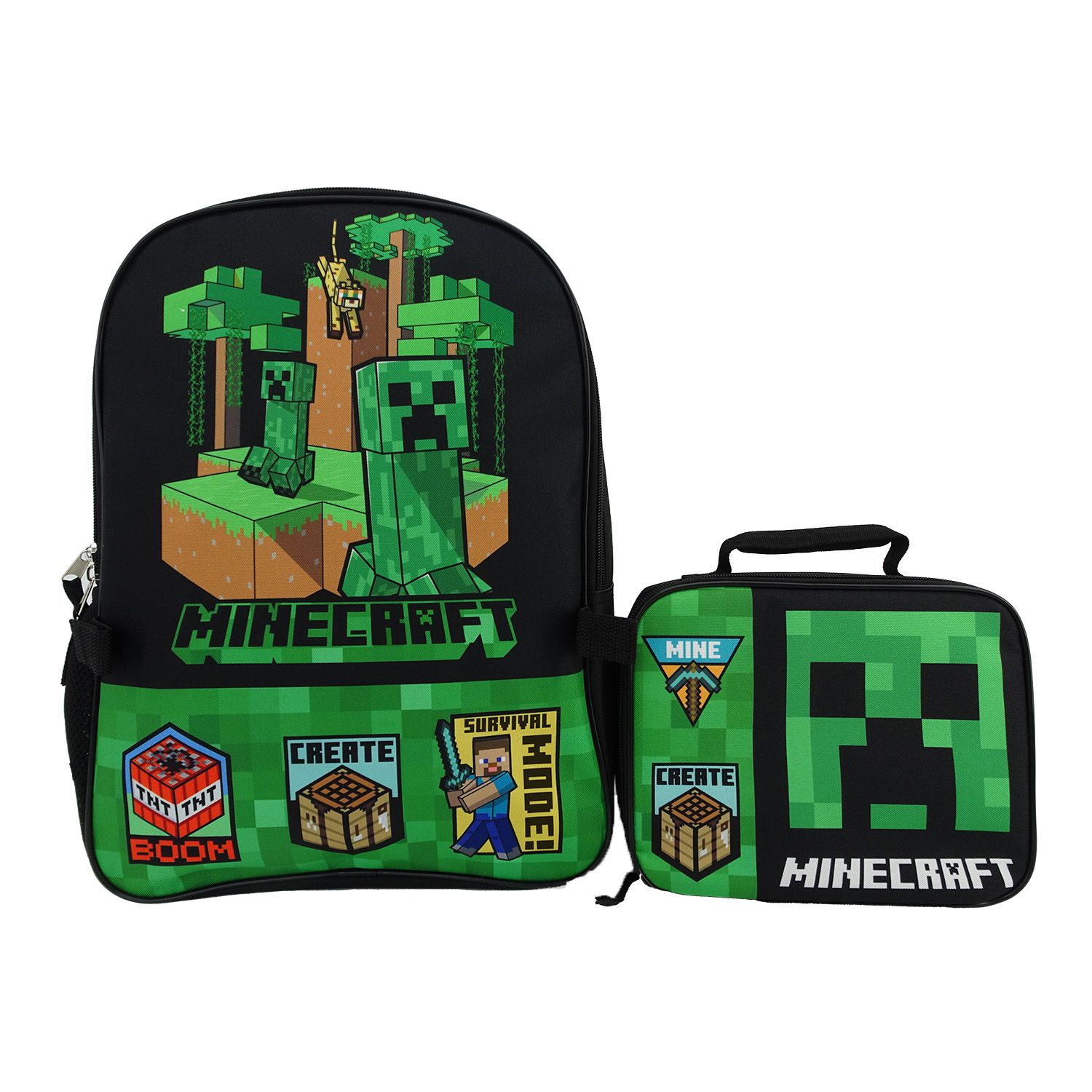 MINECRAFT - 16 Backpack with Lunch Kit features Sublimation Print OSFA