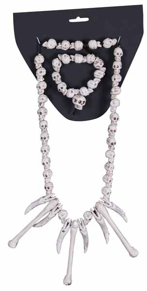 Collier et bracelet en os de squelette deluxe