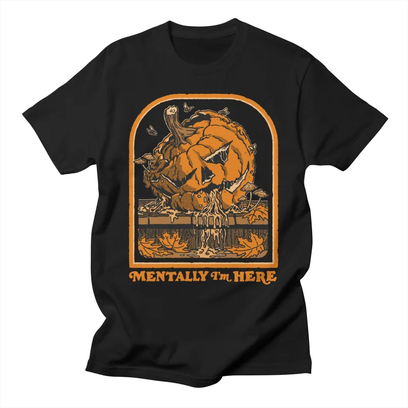 T-shirt adulte noir Steven Rhodes - Mentalement, je suis ici