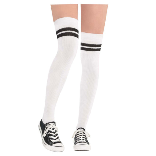 Chaussettes rayées blanches/noires - Adulte