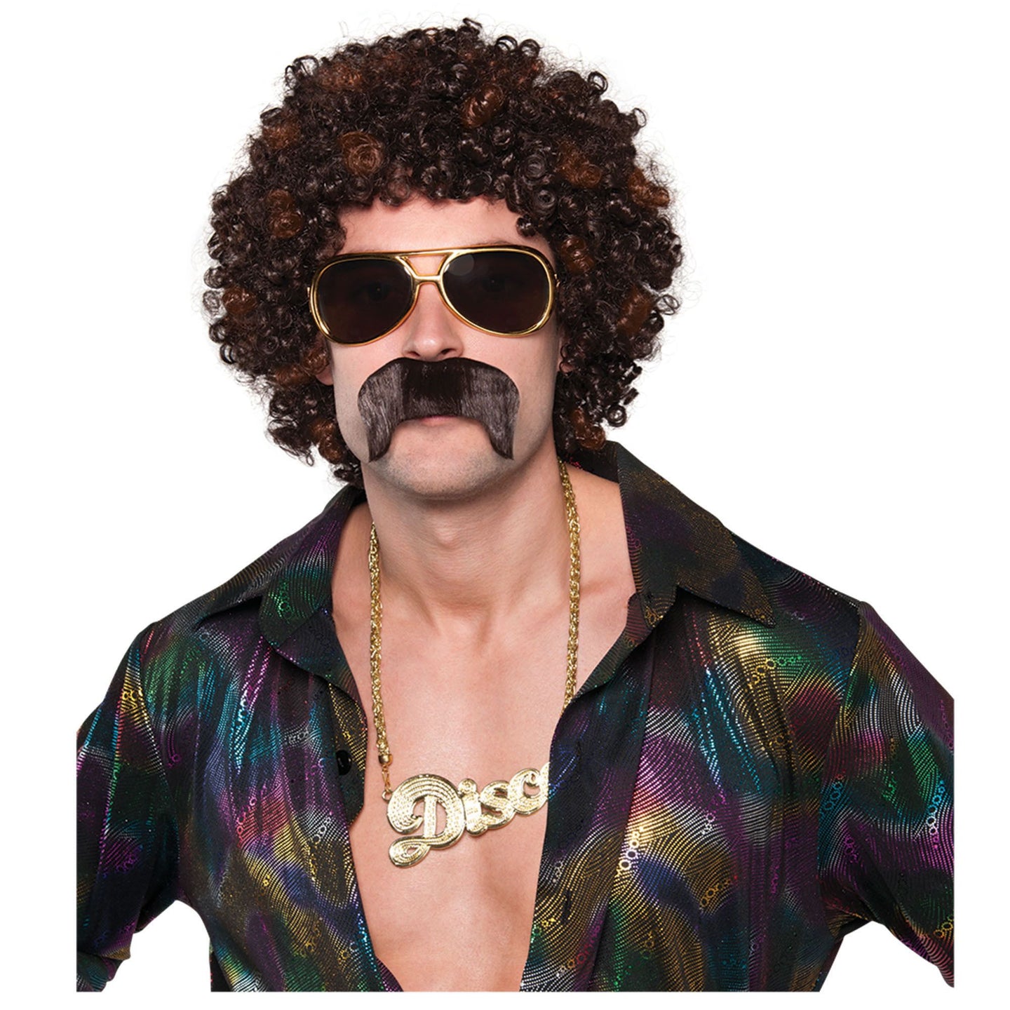 Perruque et moustache Disco