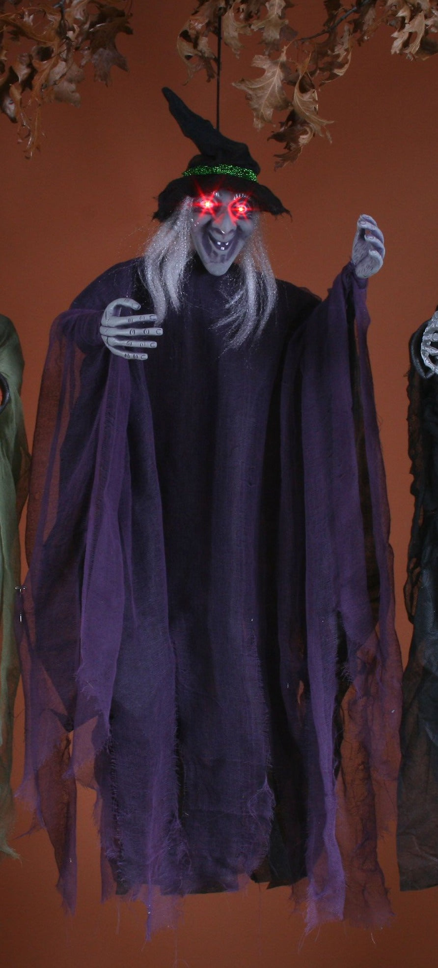 Hanging witch with glowing eyes (36")