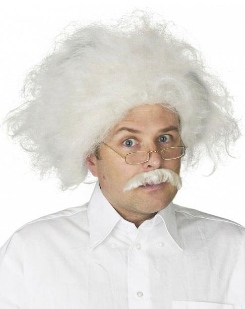 Perruque et Moustache Einstein - Blanc - Perruque - Boo'tik d'Halloween