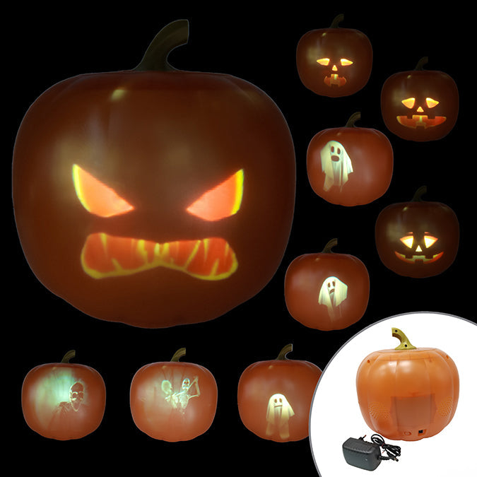 Animated Plastic Pumpkin Speaking and Singing in English, With Changing Faces, 27cm