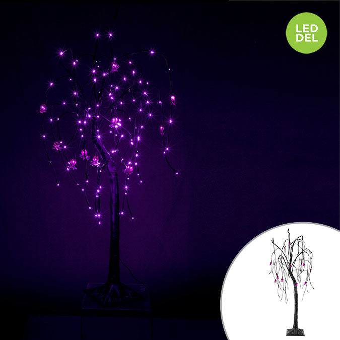 Arbre Saule Noir Avec 120 Lumières Del Violet, H: 35.4po(90cm)