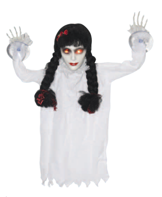 Poupée effrayante pour fenêtre avec lumières