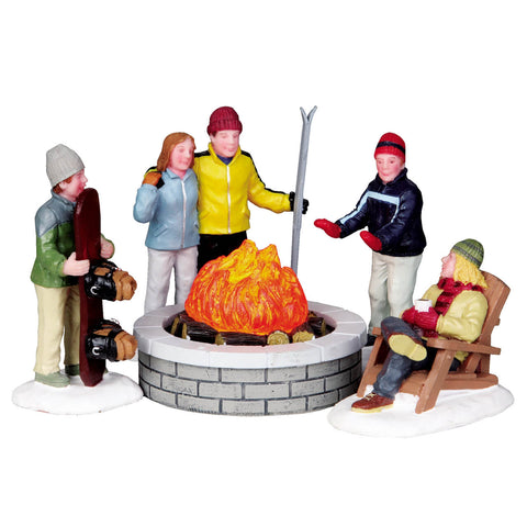 Fireplace Discussion, set of 5, b/o (4.5v) - Village Lemax