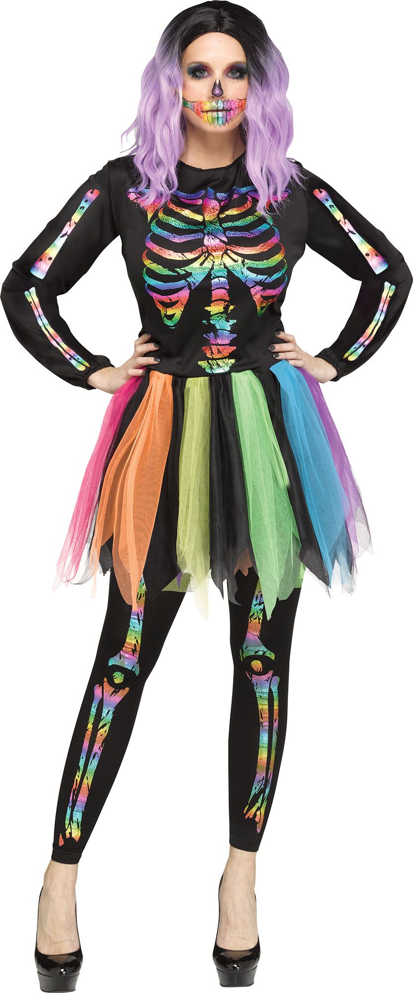 Rainbow Skeleton Costume - Adult