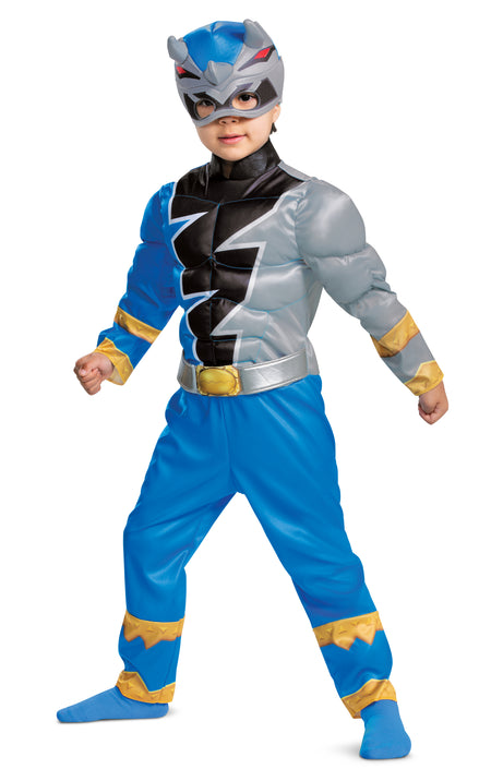 Costume - Blue Ranger Dino Fury Musclé - Power Rangers - Bambin