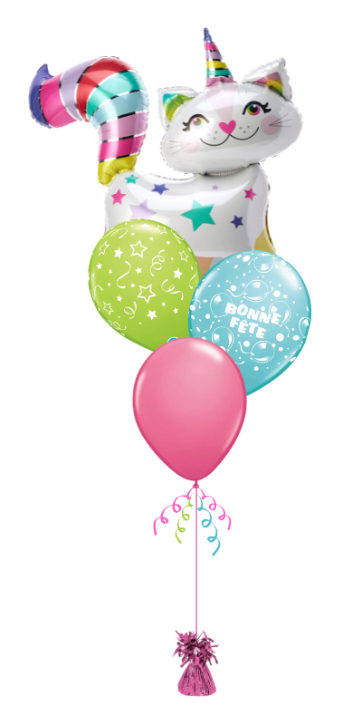 Bouquet de ballons - Chat arc-en-ciel