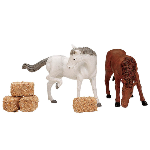 Horses and hay bales, set of 6 - Village Lemax