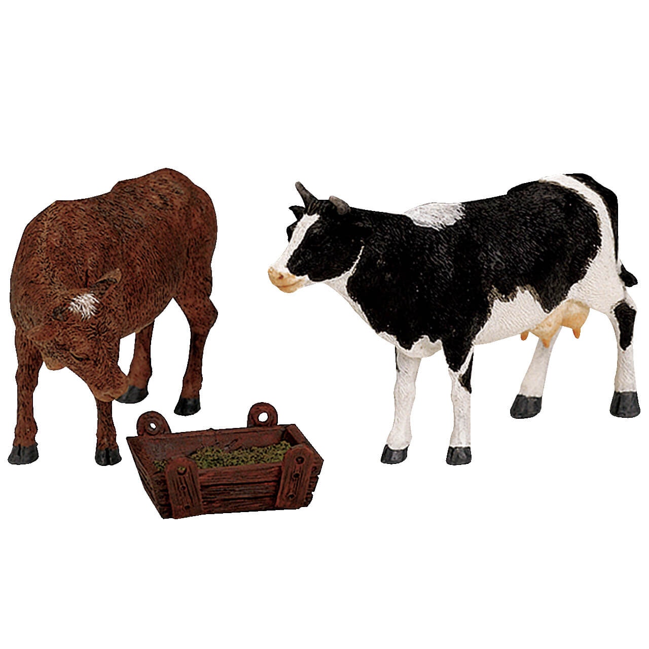 Vache, taureau et mangeoir, lot de 3 - Village Lemax