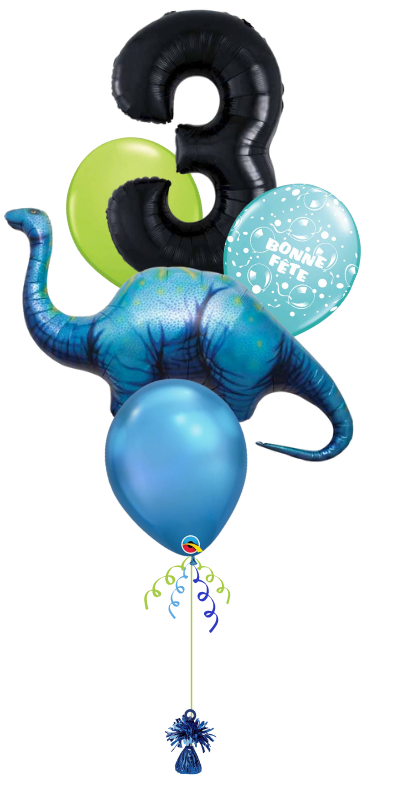 Bouquet de ballons - Apatosaurus + Chiffre