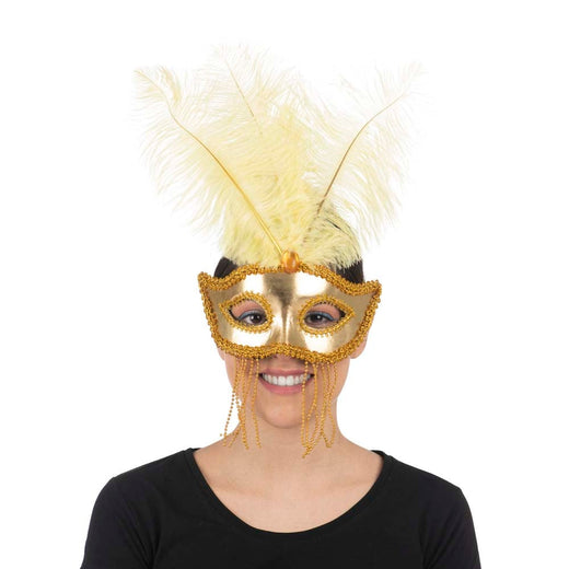 Masque À Plumes - Jaune