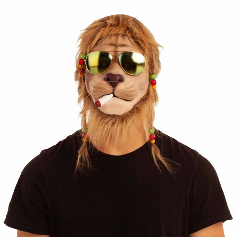 Smoking Lion With Glasses 1/2 Mask