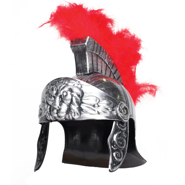Casque gladiateur lion - plumet rouge argent