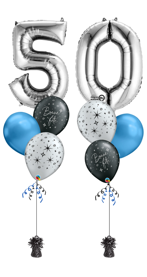 Bouquet de ballons - Âge - Argent et bleu