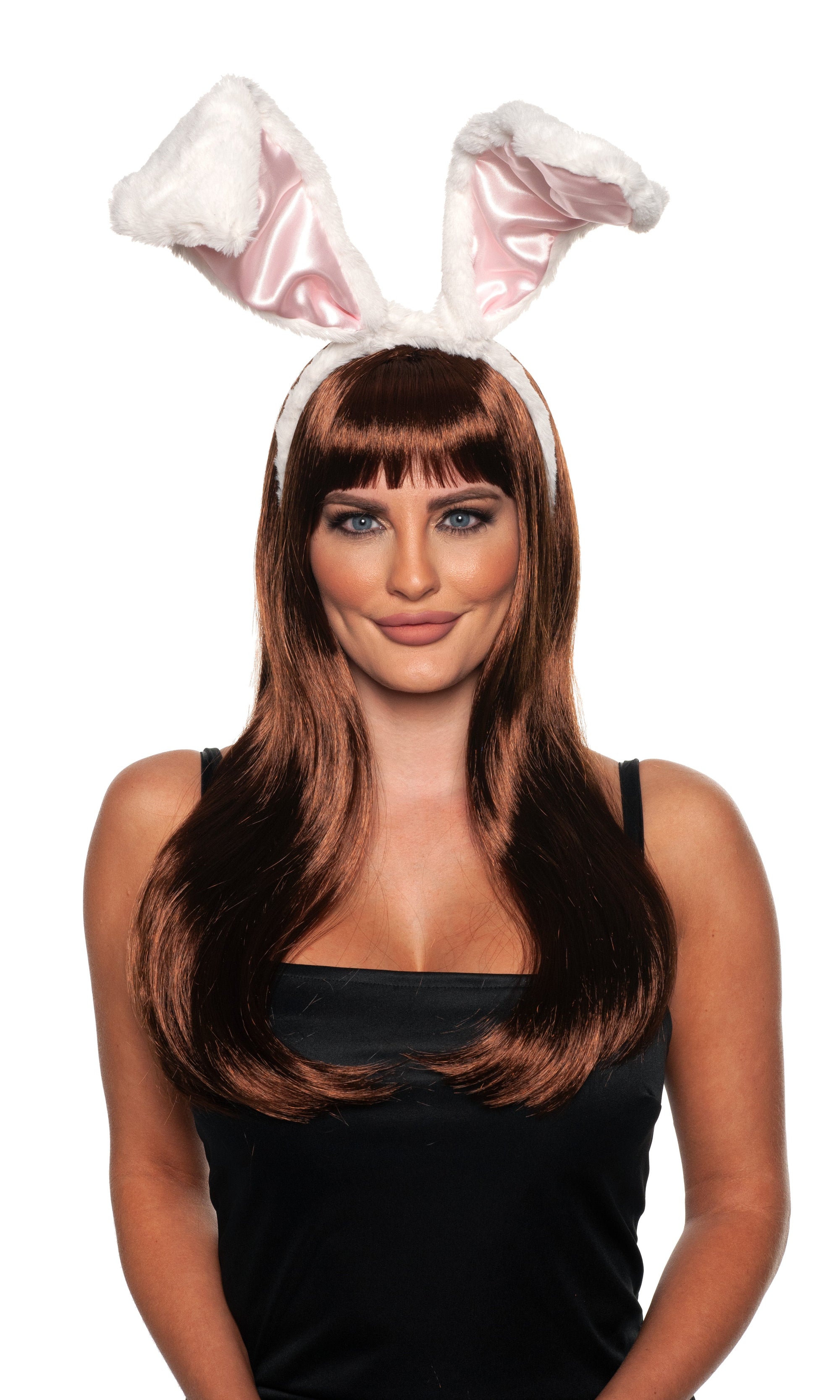 Set of pink/white rabbit ears and tail