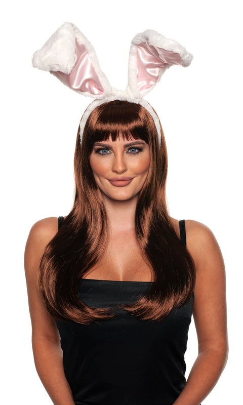 Ensemble oreilles et queue de lapin rose/blanc