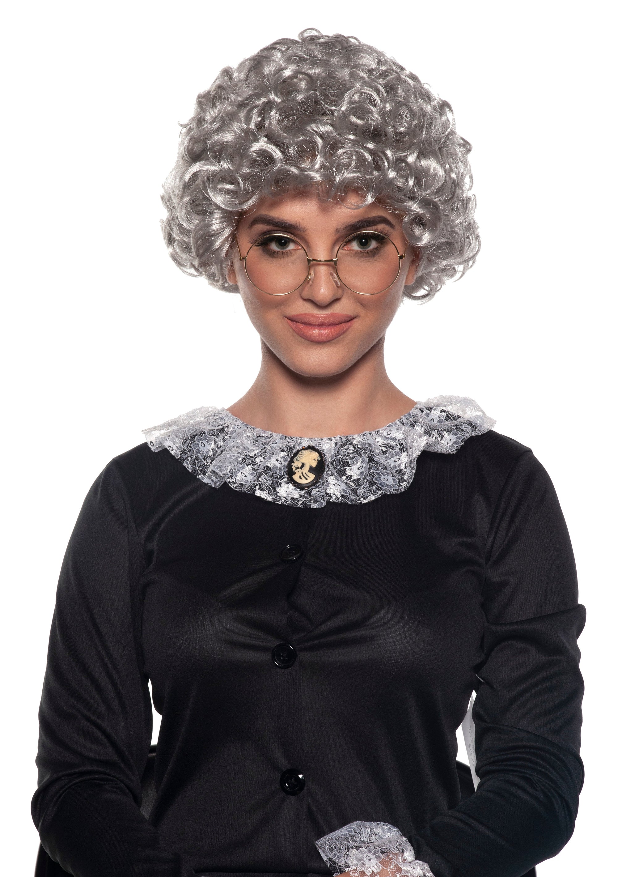 Curly old lady wig