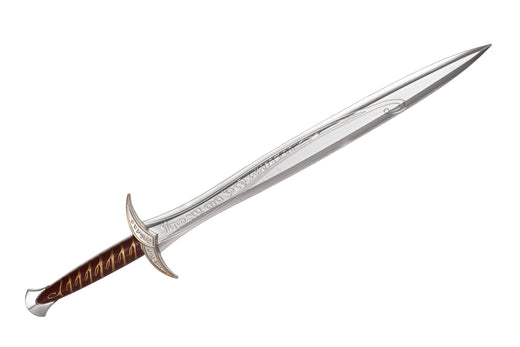 Épée mousse argent courbée poignée brune