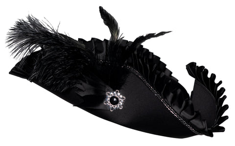 Tricorne noir avec finition plissée