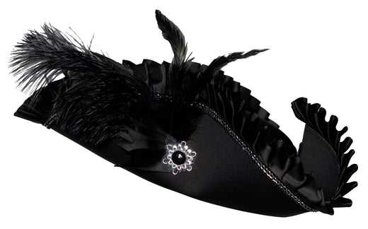 Tricorne noir avec finition plissée