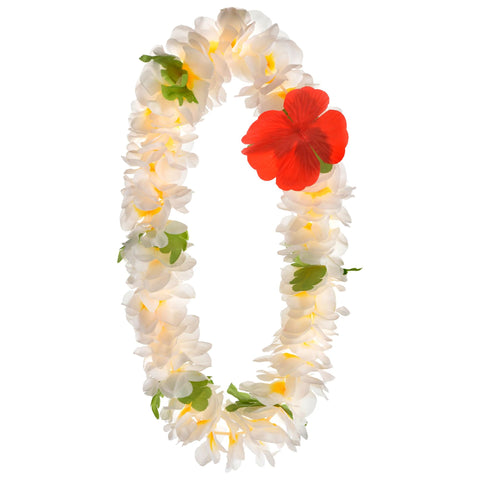 Collier de fleur Hawaii - Blanc